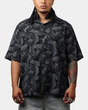 Advanced Moisture Management High-End Fashion Saint Morta Year Of The Snake Button Up Shirt Black/Grey