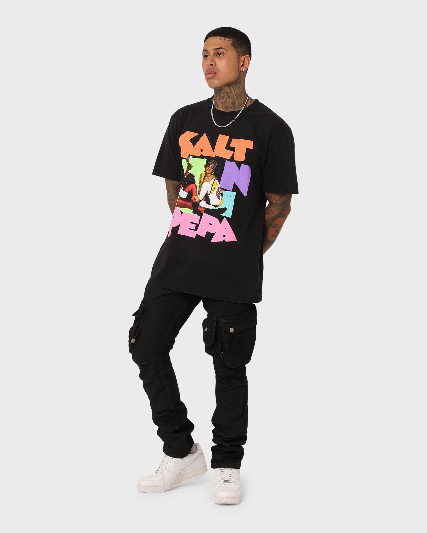Salt N Pepa Retro Vintage T-Shirt Washed Black Comfy Look