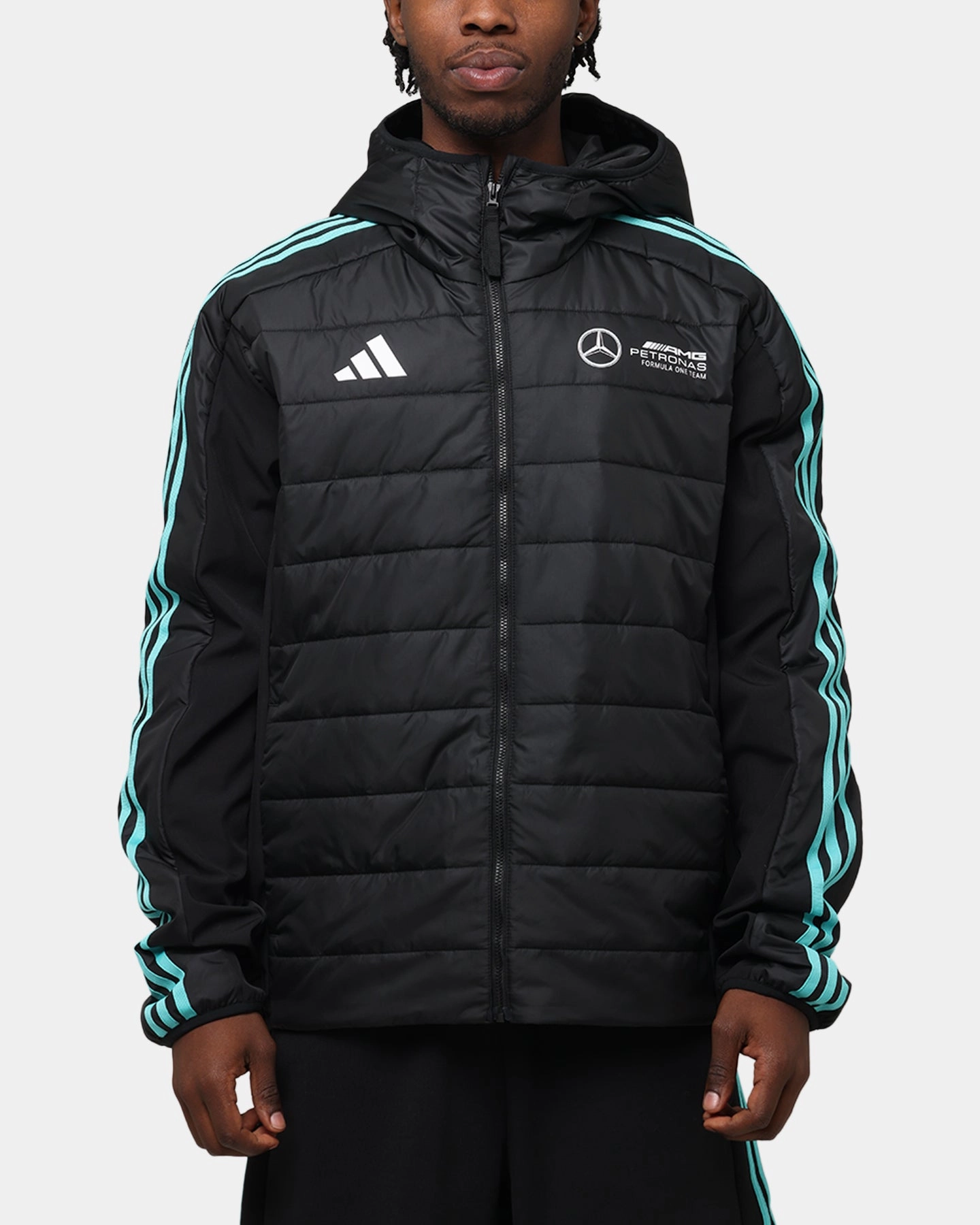 adidas x Mercedes-AMG PETRONAS Formula One F1 DNA Puffer Jacket Black/White LayeredComfort