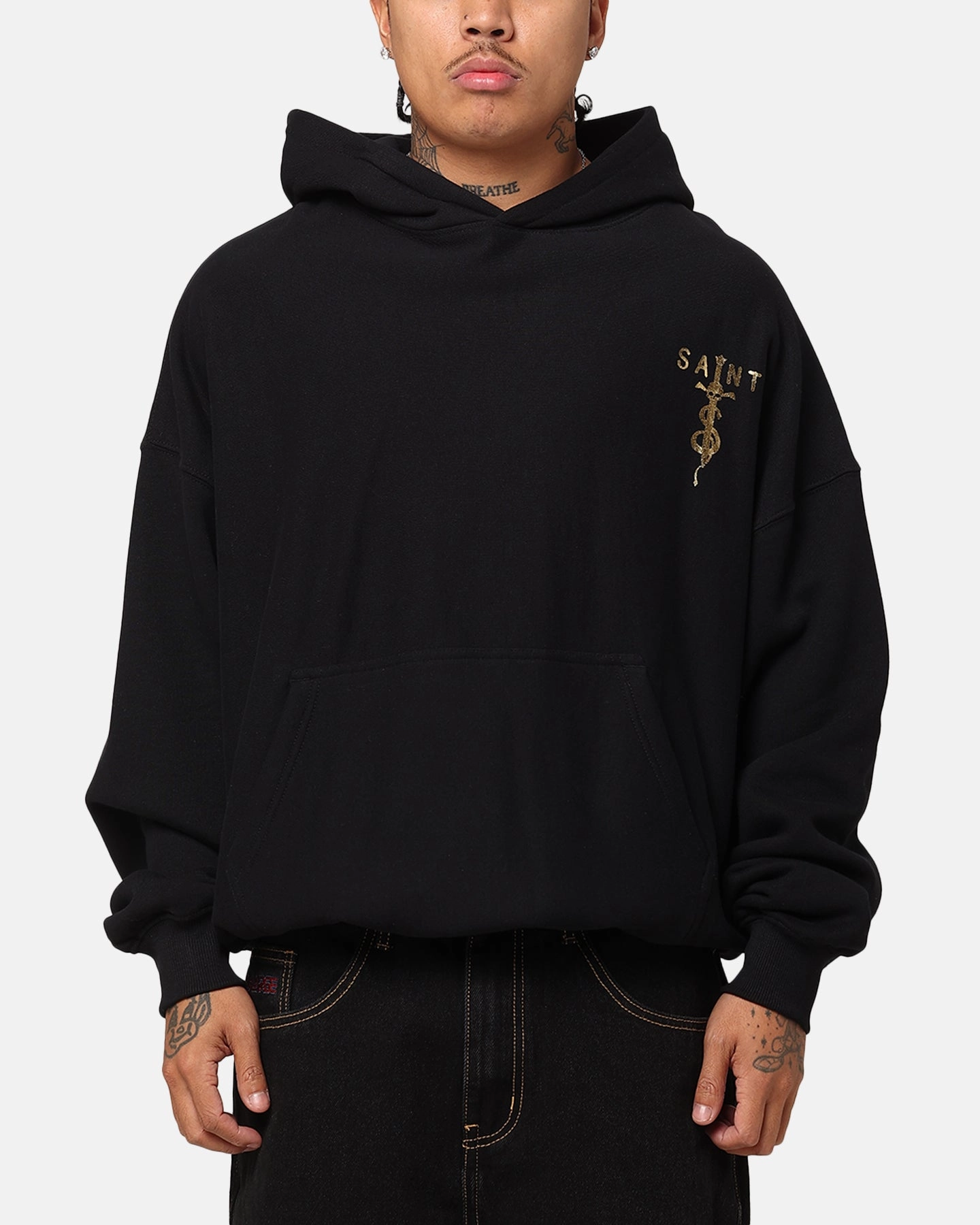 Core Comfort Seam Free Edges Saint Morta Daggers Premium Hoodie Black/Gold