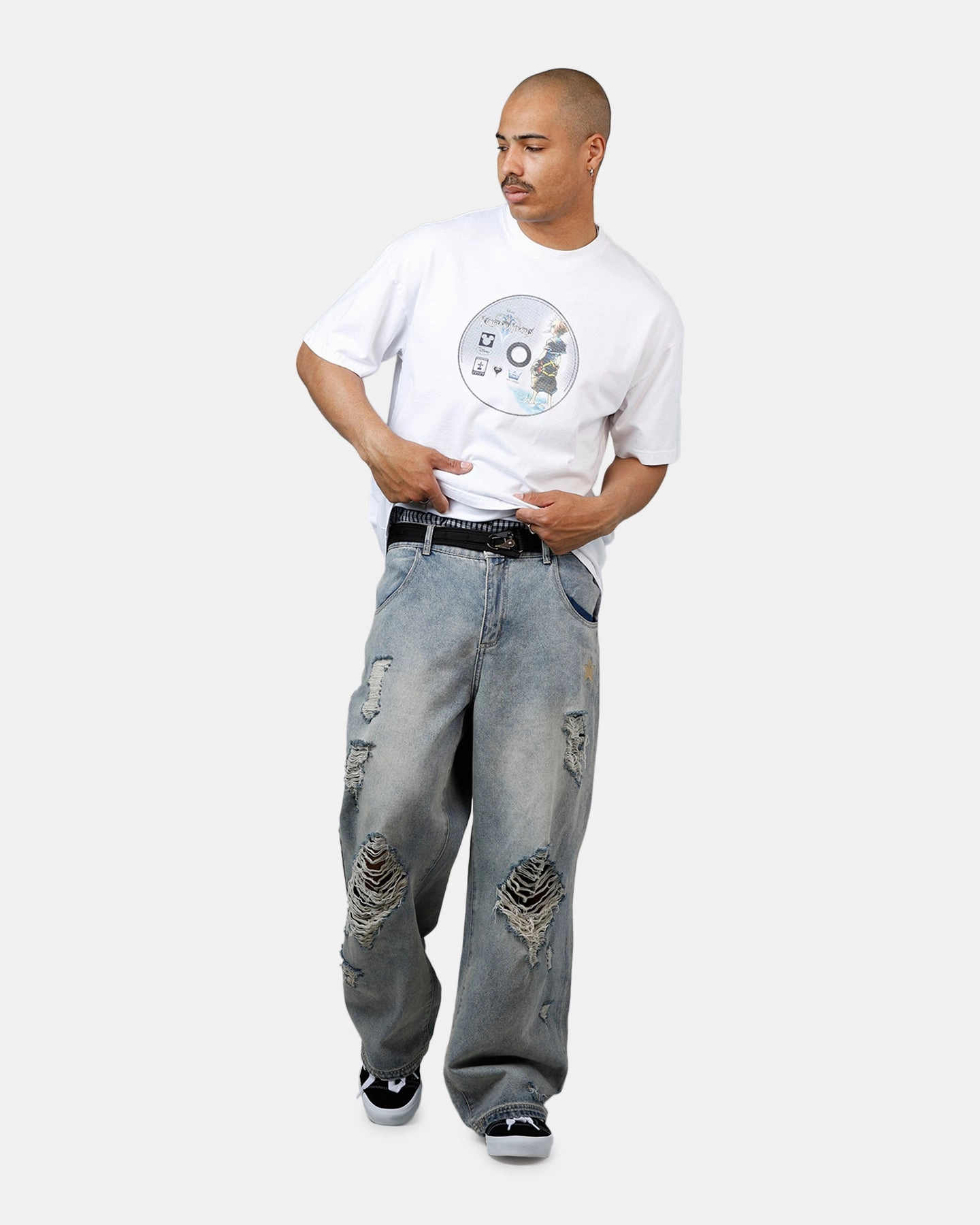 Beach Outfit Goat Crew Disney Kingdom Hearts Disc Heavyweight T-Shirt White