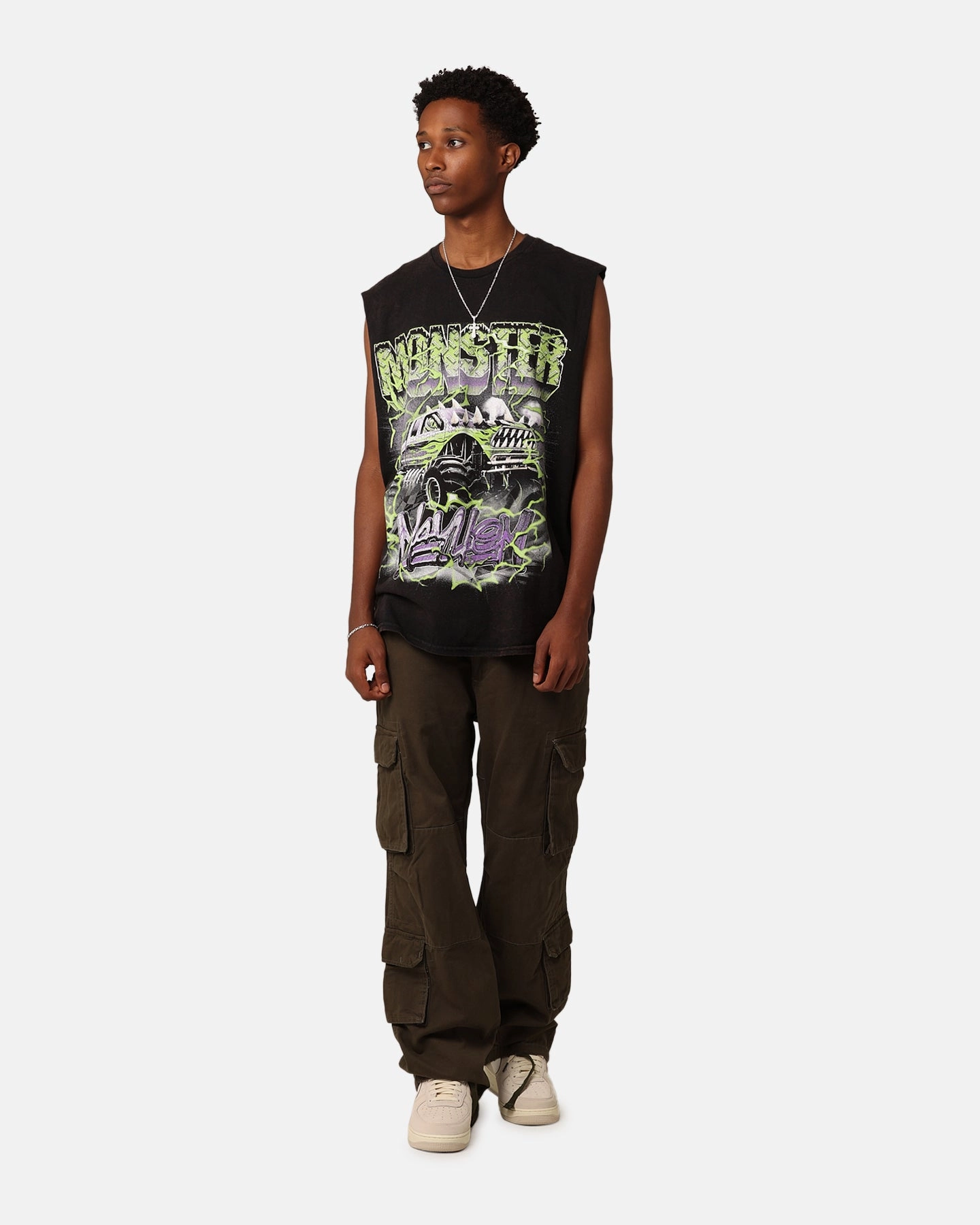 Bright and Bold Goat Crew Monster Mayhem Muscle T-Shirt Black Wash