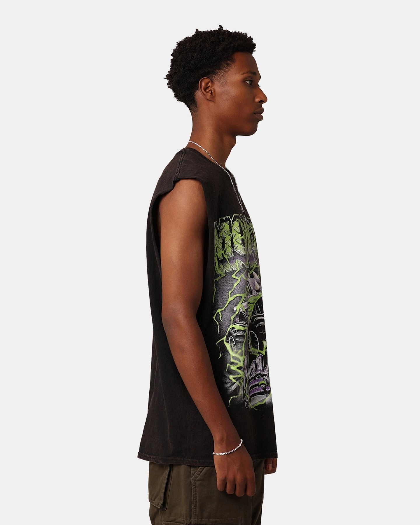 Smart Comfort Summer Fashion Goat Crew Monster Mayhem Muscle T-Shirt Black Wash