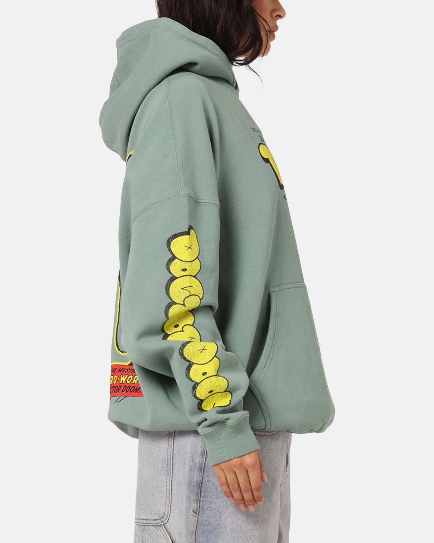 Insulated Interior Street Function 73 Studio Marvel Fantastic Four Doctor Doom Villain Hoodie Washed Green