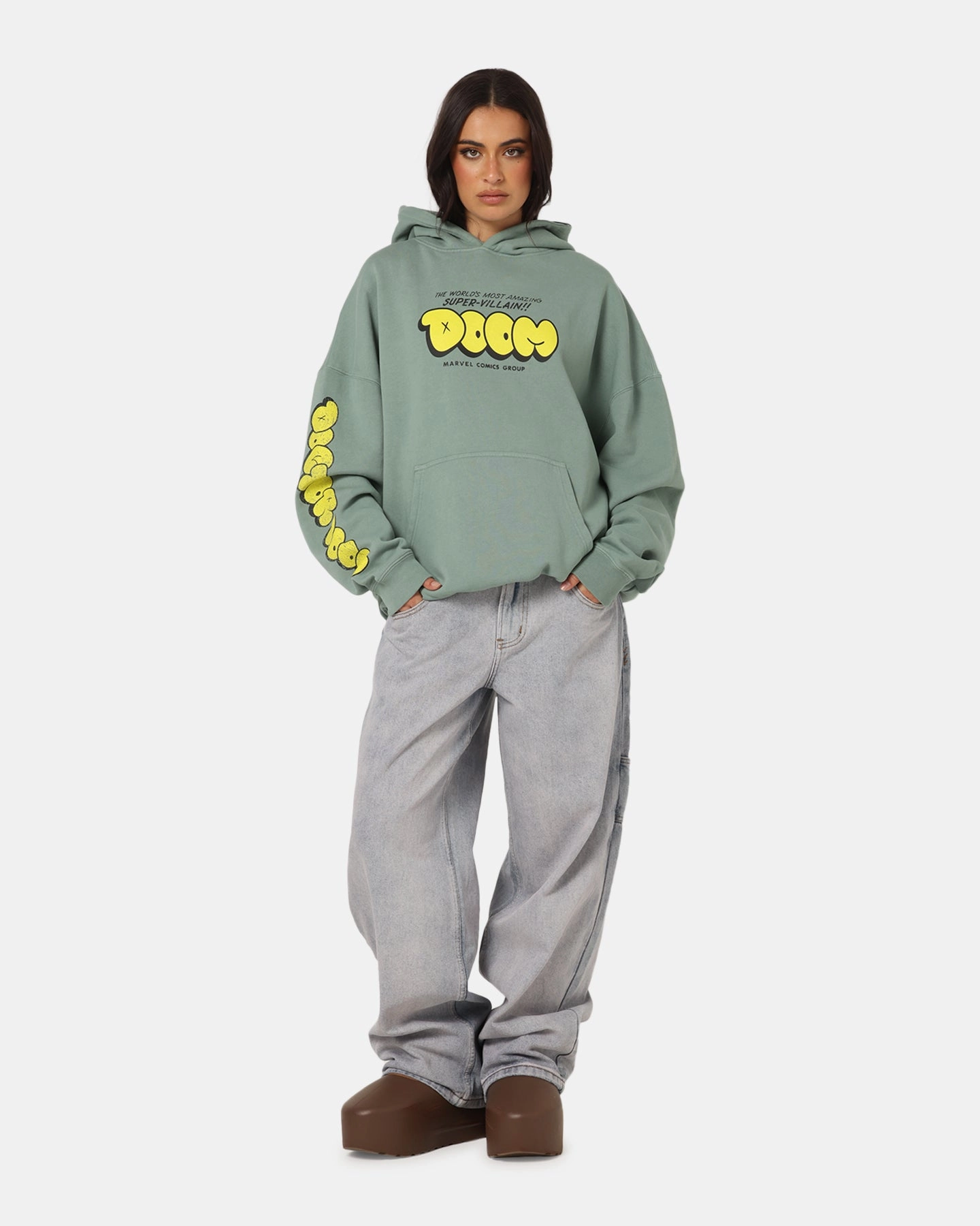 Outdoor Shield Travel Light 73 Studio Marvel Fantastic Four Doctor Doom Villain Hoodie Washed Green