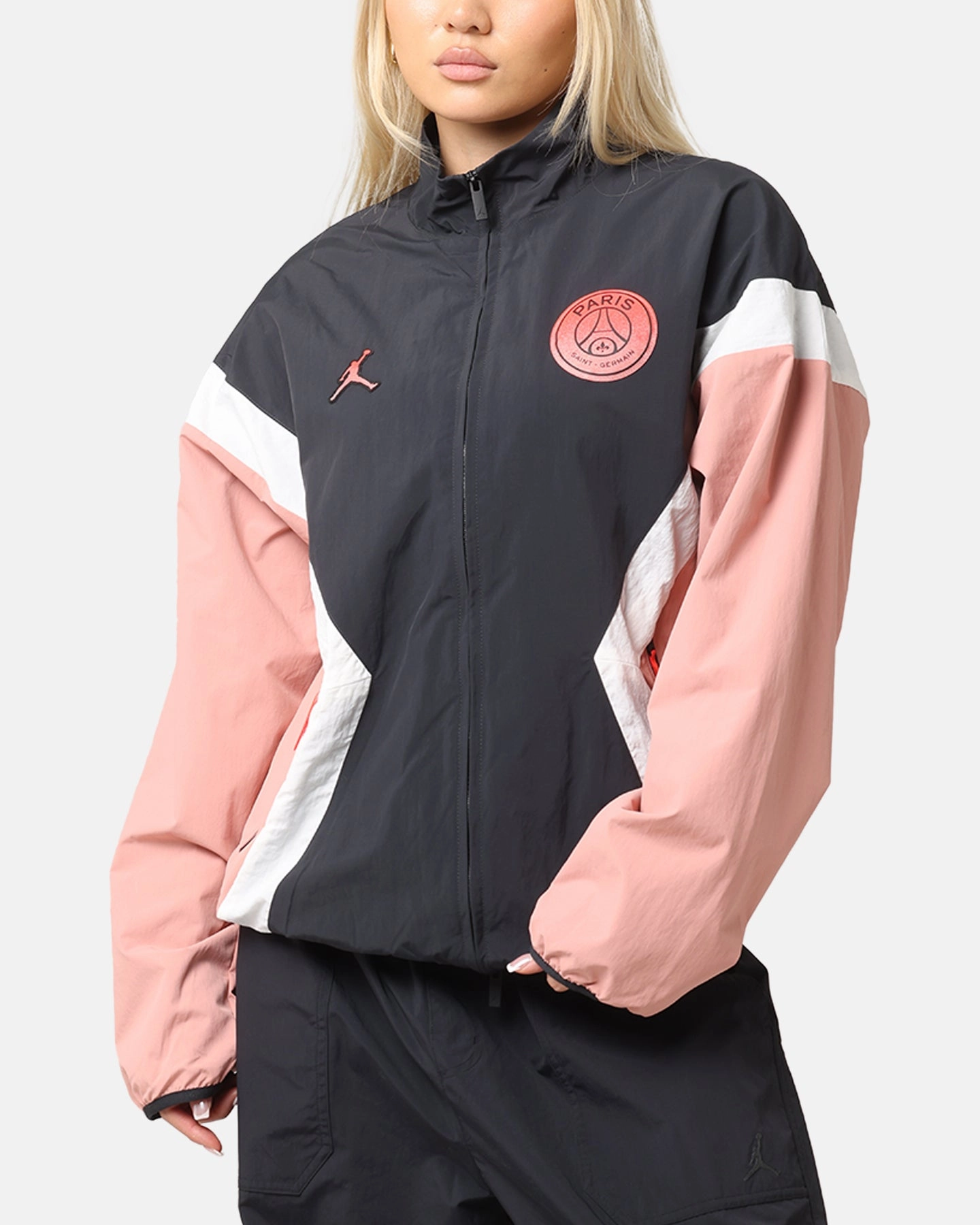 Jordan Paris Saint-Germain Anthem Jacket Rust Pink/Off Noir/Sail Layered construction BreathableTechnology