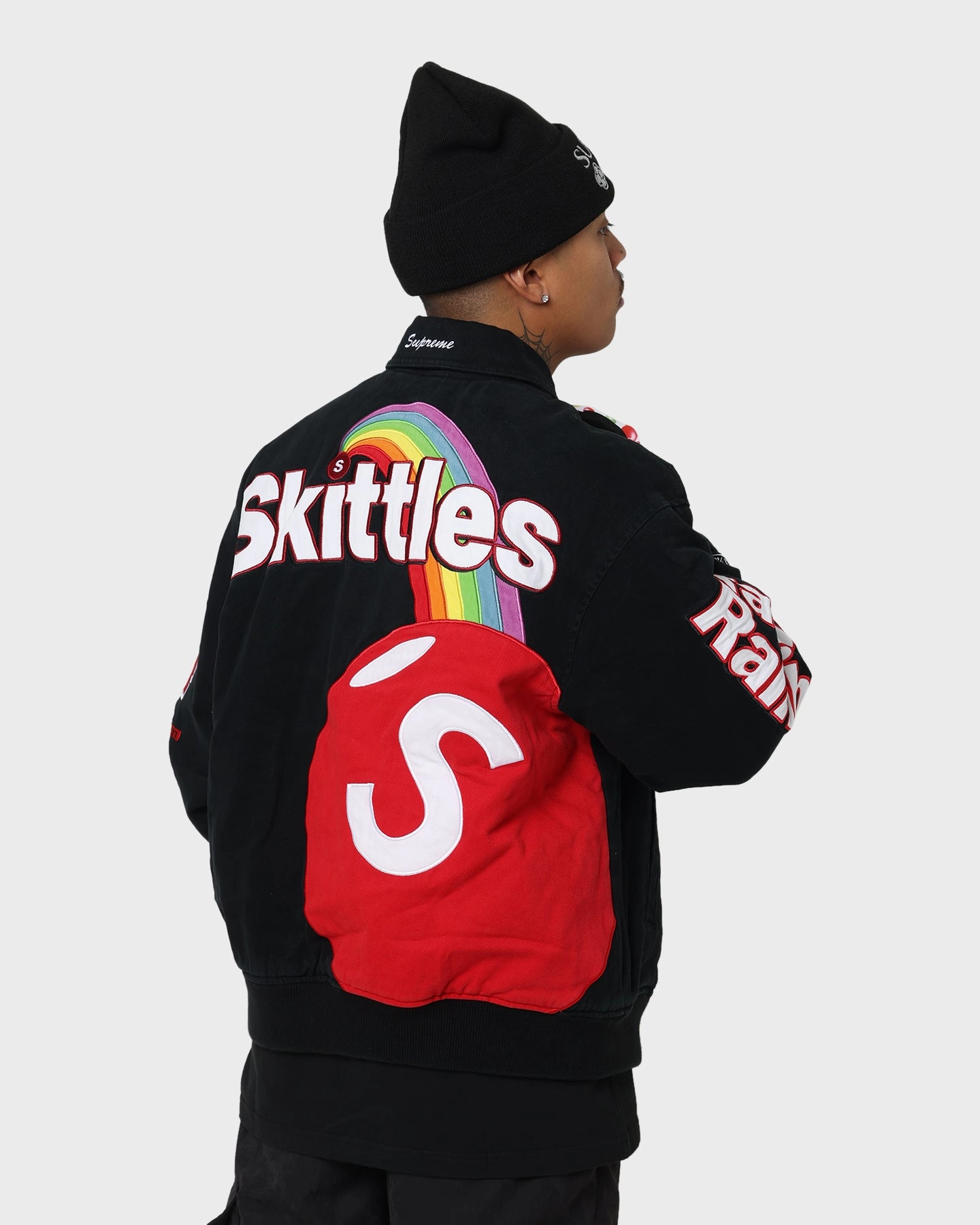 Layered Protection VentilatedPanels Supreme X Mitchell & Ness X Skittles Varsity Jacket Black