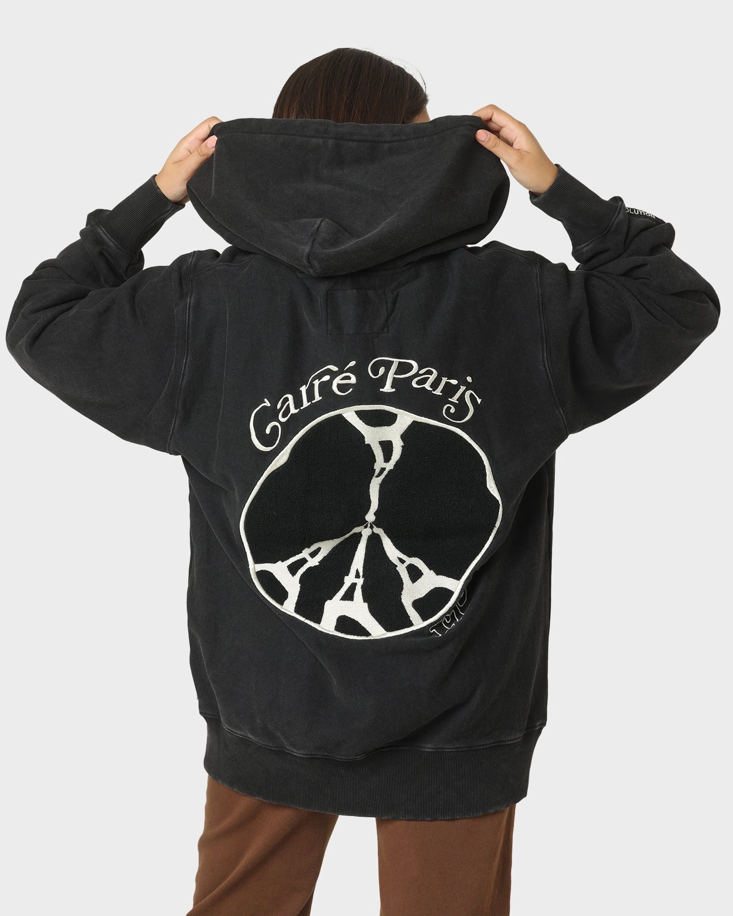 Carre Peace Button Up Hoodie Washed Black Jump