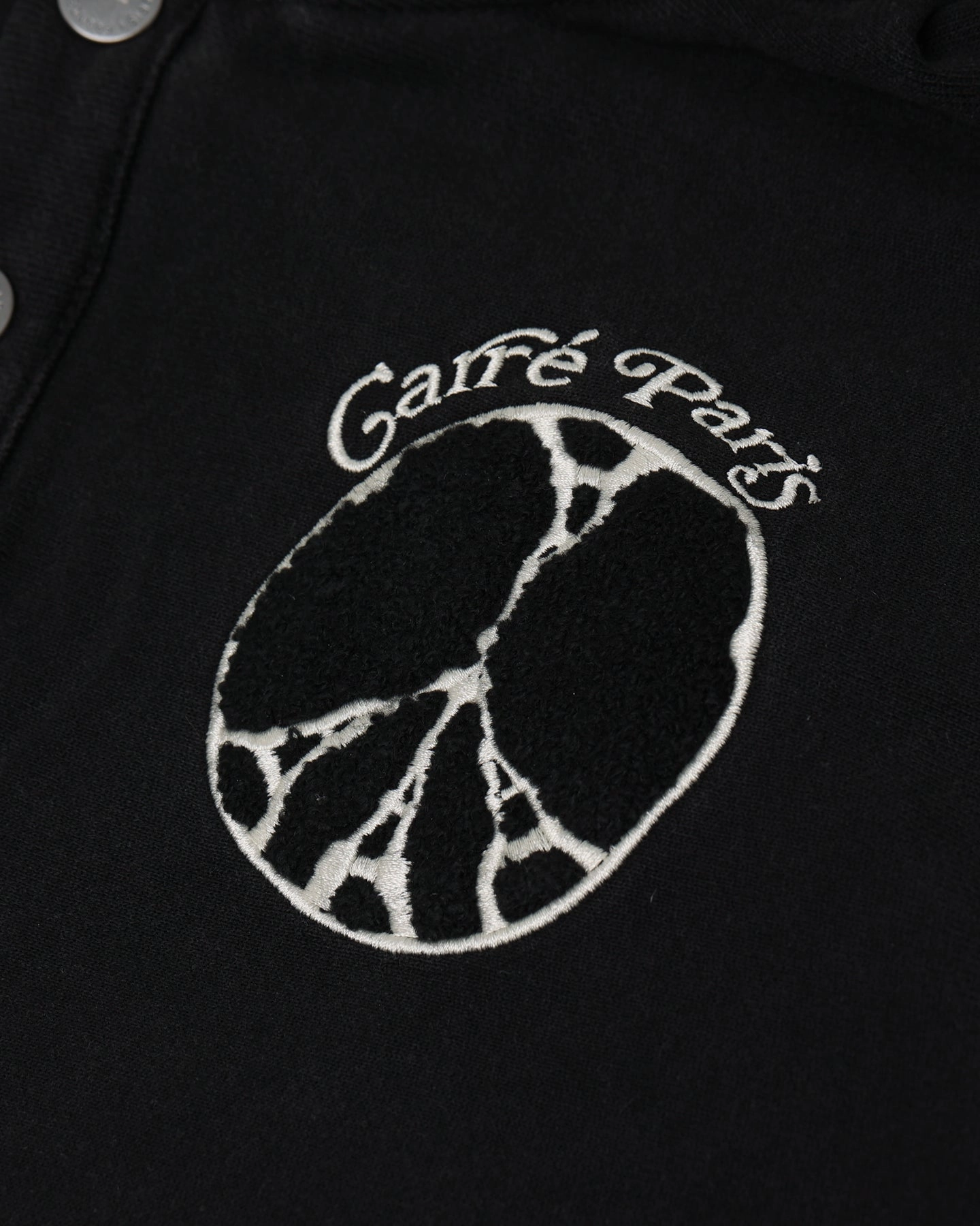 Full length Carre Peace Button Up Hoodie Washed Black