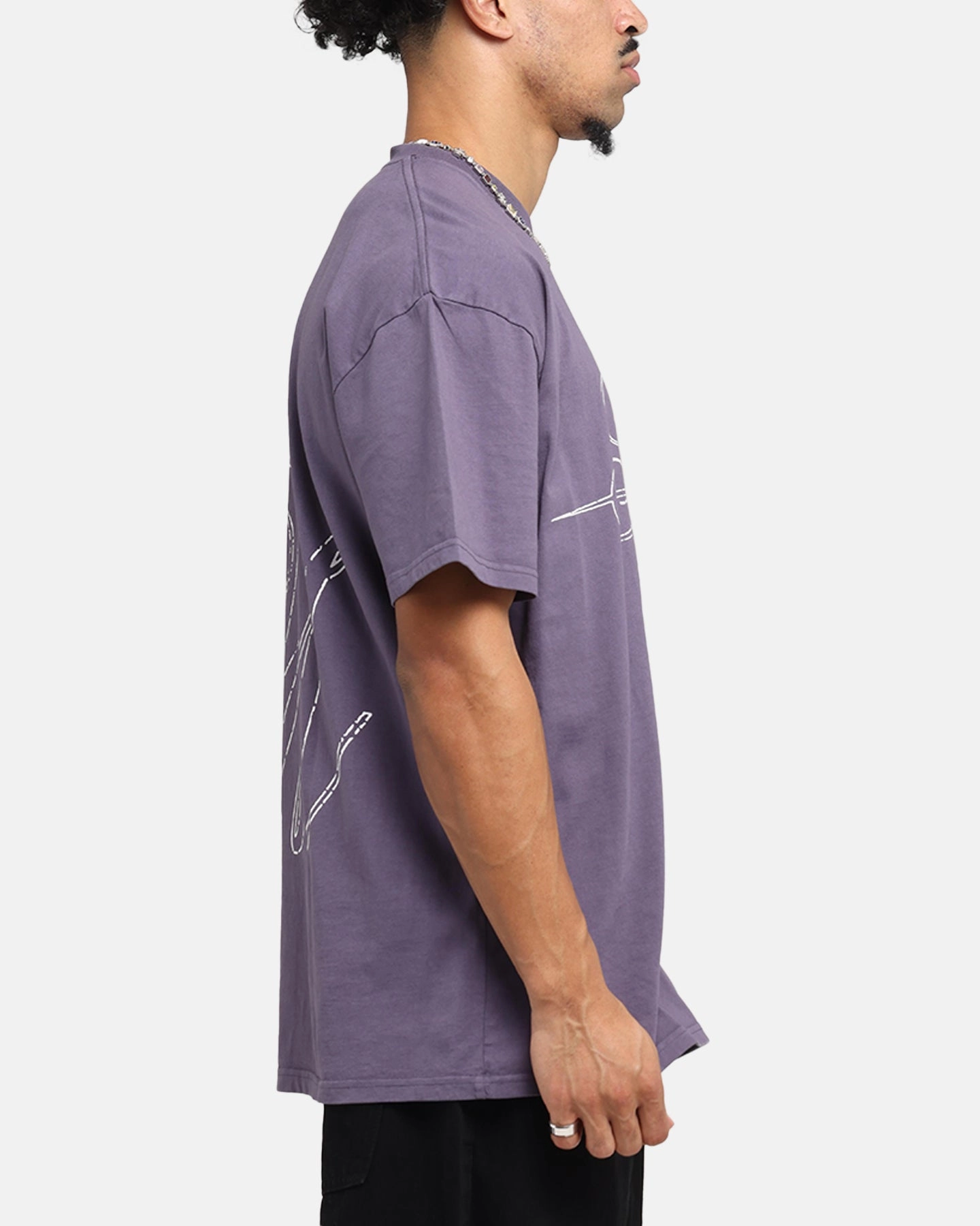 windproof Chill Vibe Saint Morta Cursive Boxy T-Shirt Purple