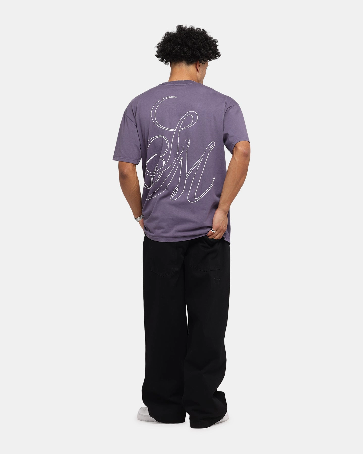 Saint Morta Cursive Boxy T-Shirt Purple Versatile Layering Piece Casual Day Wear