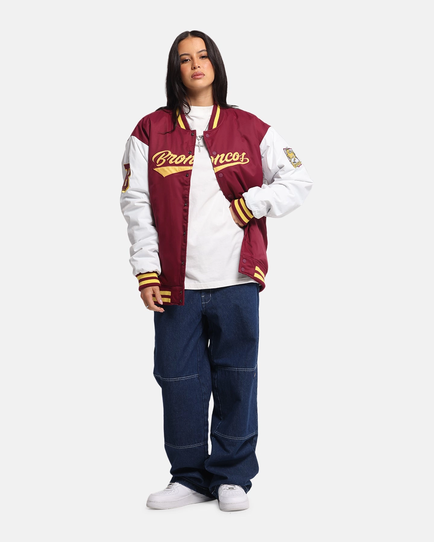 Bleacher Athletic Brisbane Broncos NRL 1908 Baseball Varsity Jacket Official Team Colour Contest