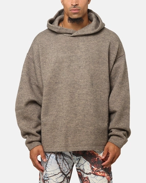 Assist Maximize MNML Tonal Grain Knitted Hoodie Brown