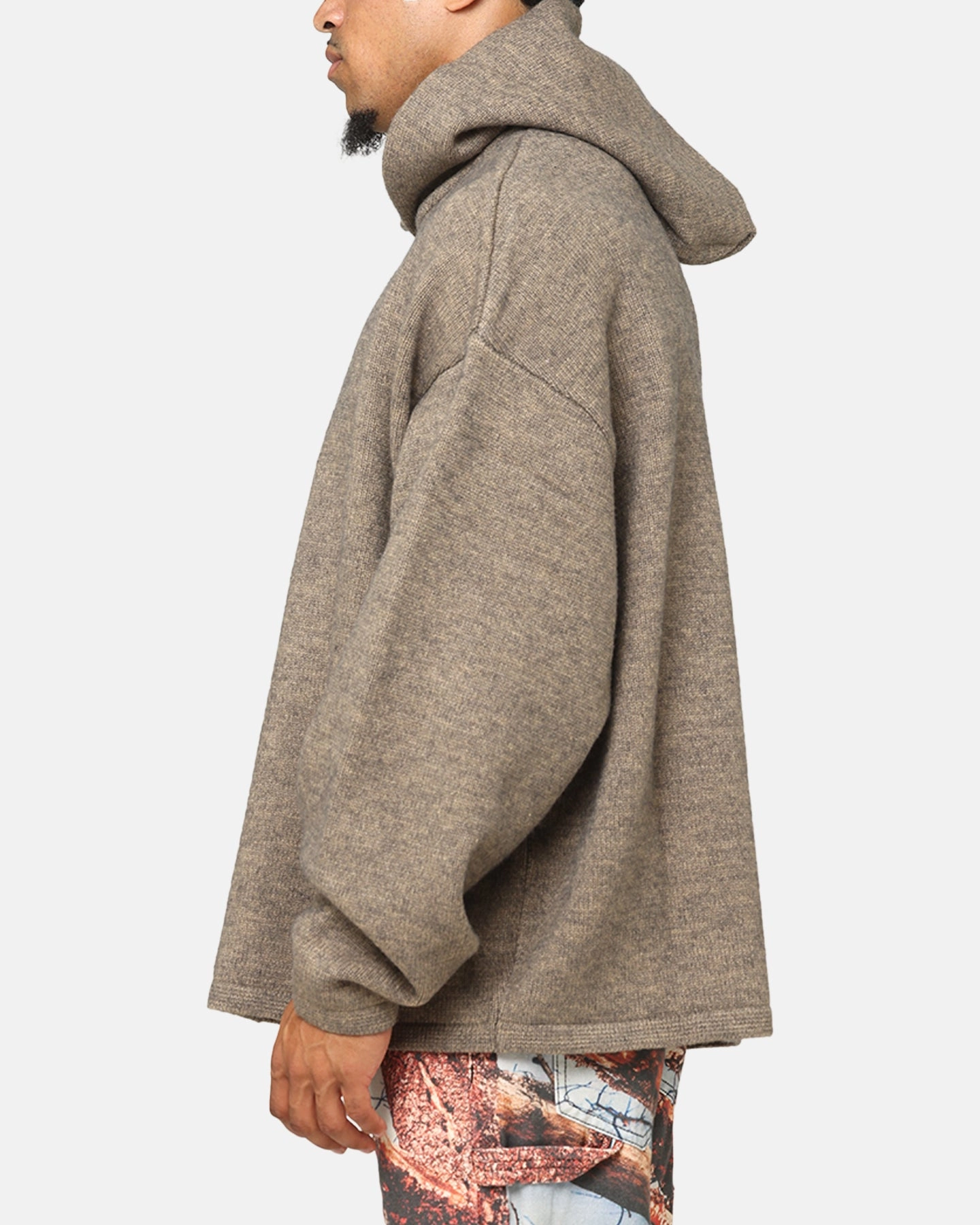 MNML Tonal Grain Knitted Hoodie Brown Reflective Piping Street Chic