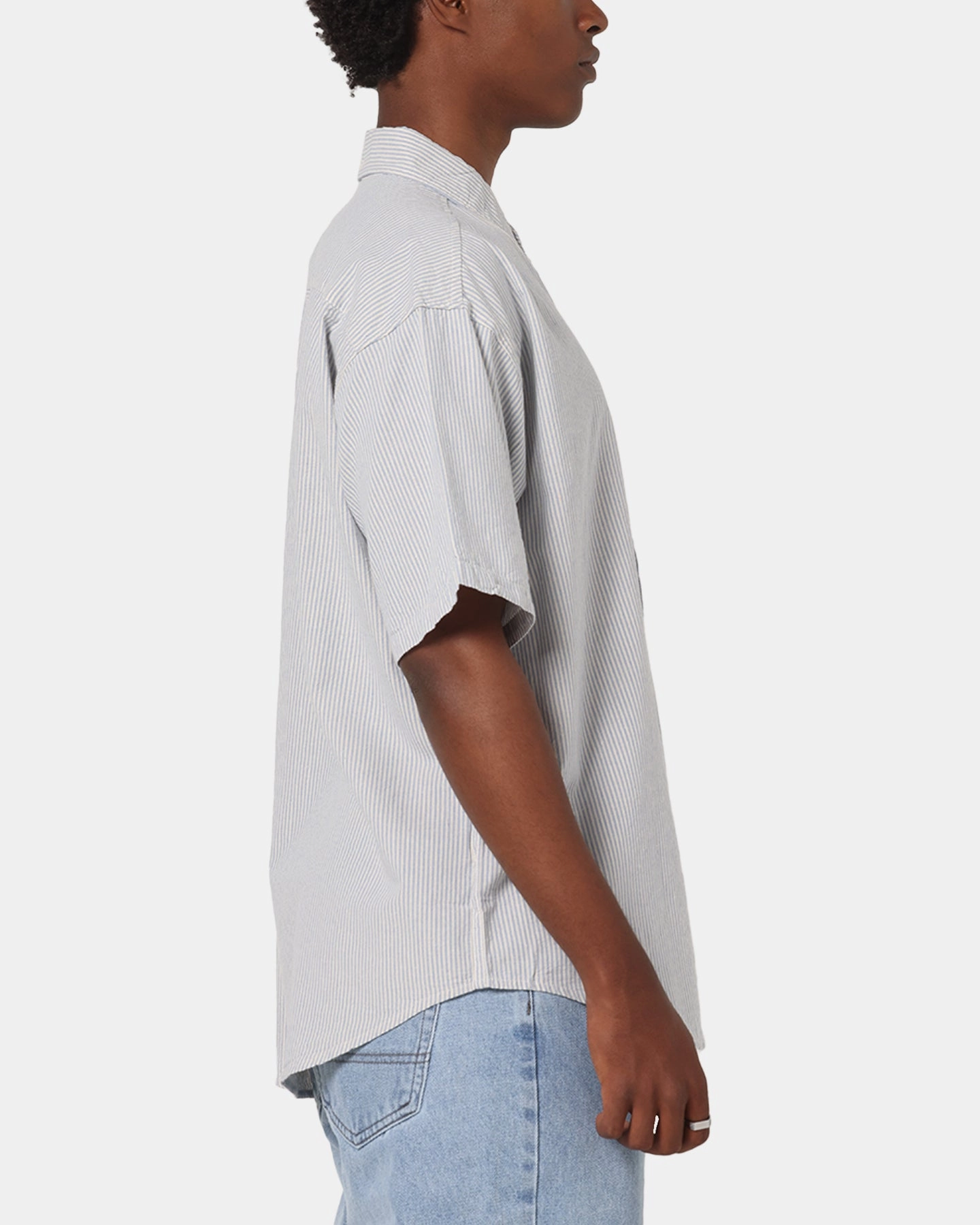 Sporty Look S Double Stripe Button UP Shirt Striped
