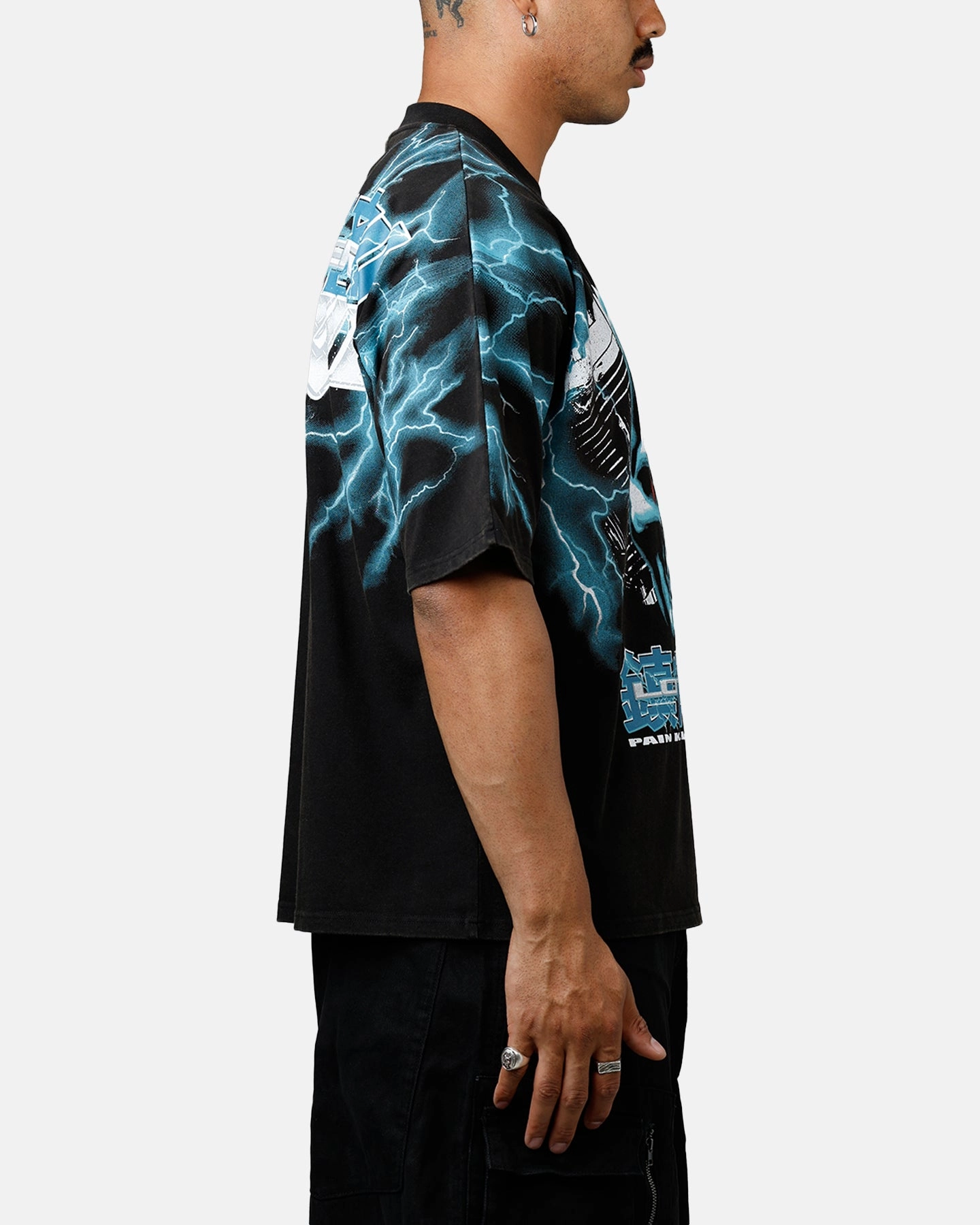 Fun Prints Loiter Greaser Vintage T-Shirt Black/Blue
