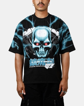 Loiter Greaser Vintage T-Shirt Black/Blue Wide Neck Opening Comfortable And Trendy