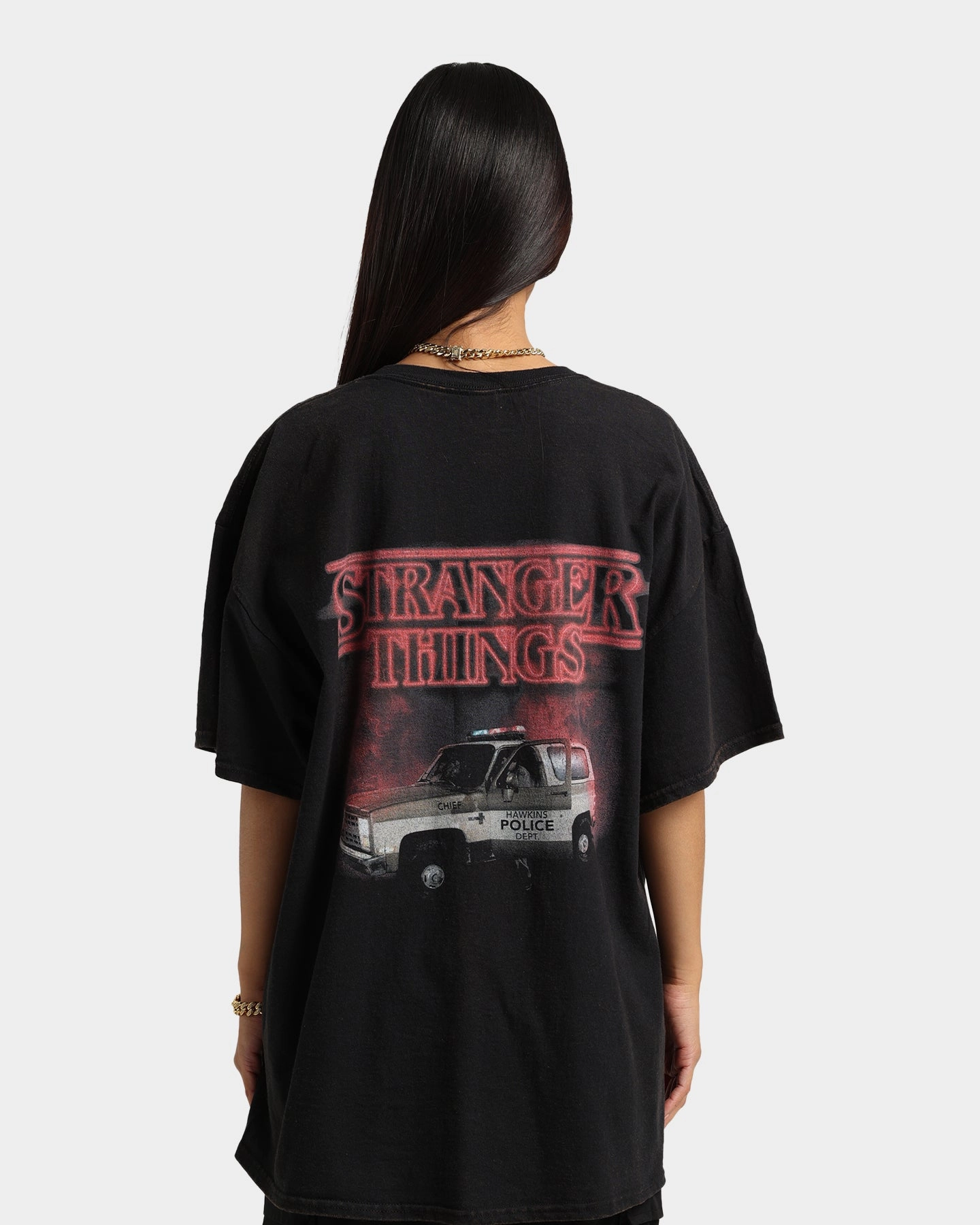 Goat Crew X Stranger Things Chief Hopper Vintage T-Shirt Black Wash OekoTexCertified Street Comfort