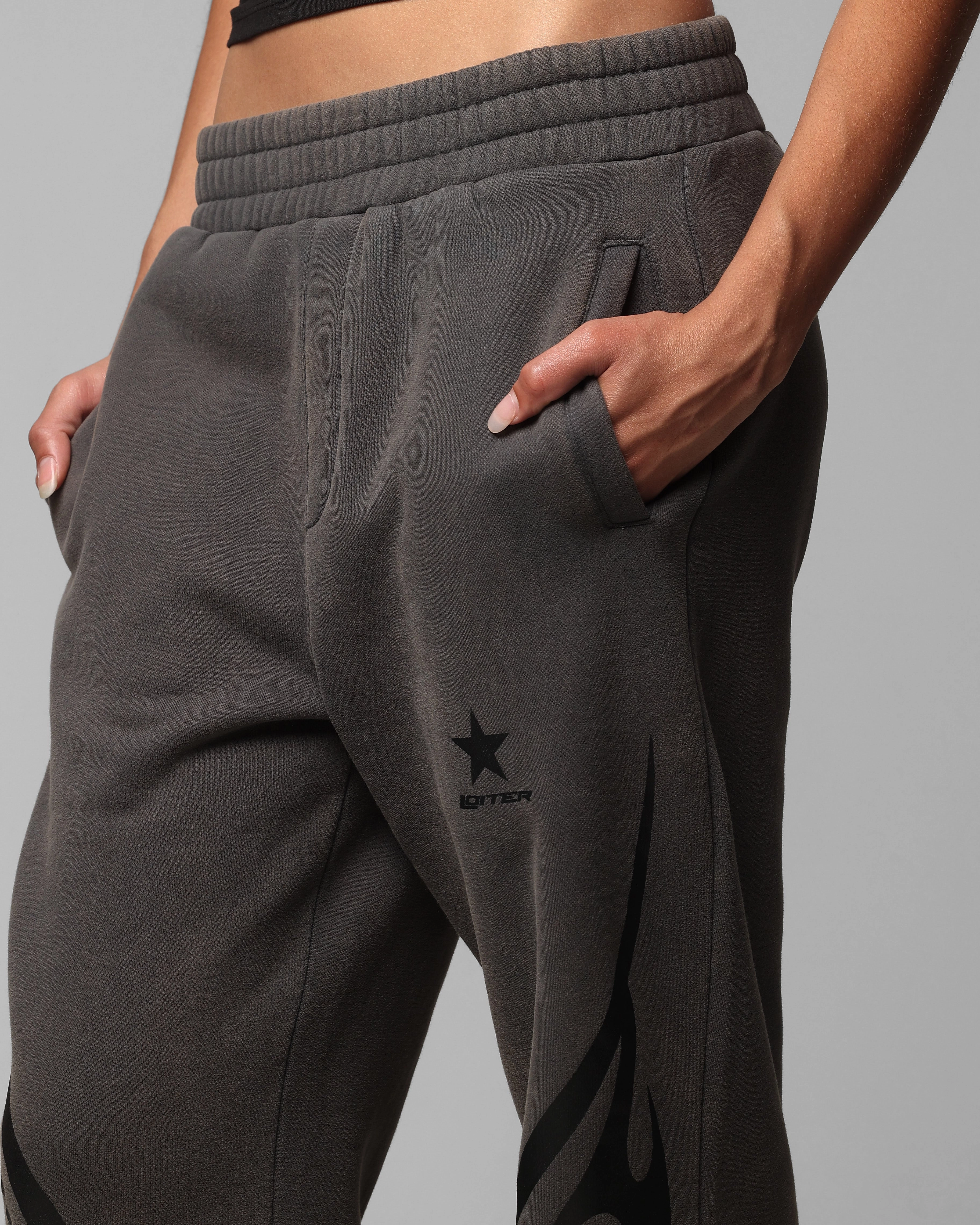 Customizable length Versatile staple Loiter Cyber Sweat Pants Charcoal