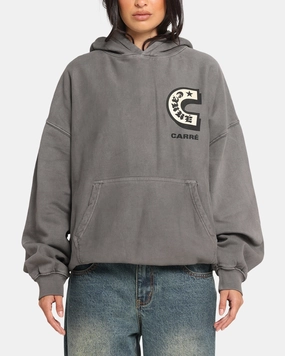 Seamless construction Carre Sacred Letter Hoodie Washed Charcoal