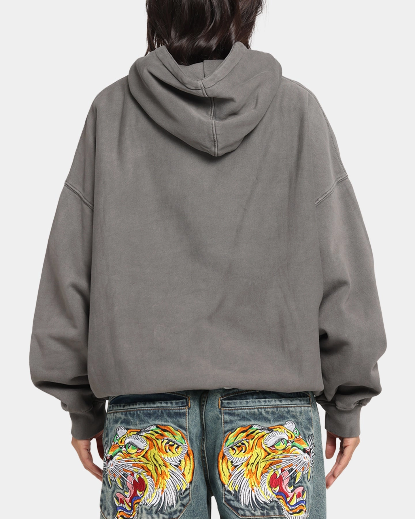 Record AntiStaticLining Carre Sacred Letter Hoodie Washed Charcoal