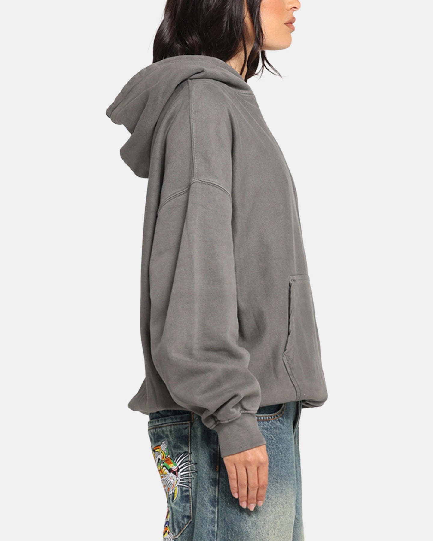 Carre Sacred Letter Hoodie Washed Charcoal Sports Jacket Luggage