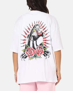 BreathableMaterial Geometric Print Ed Hardy Panther Ray T-Shirt White