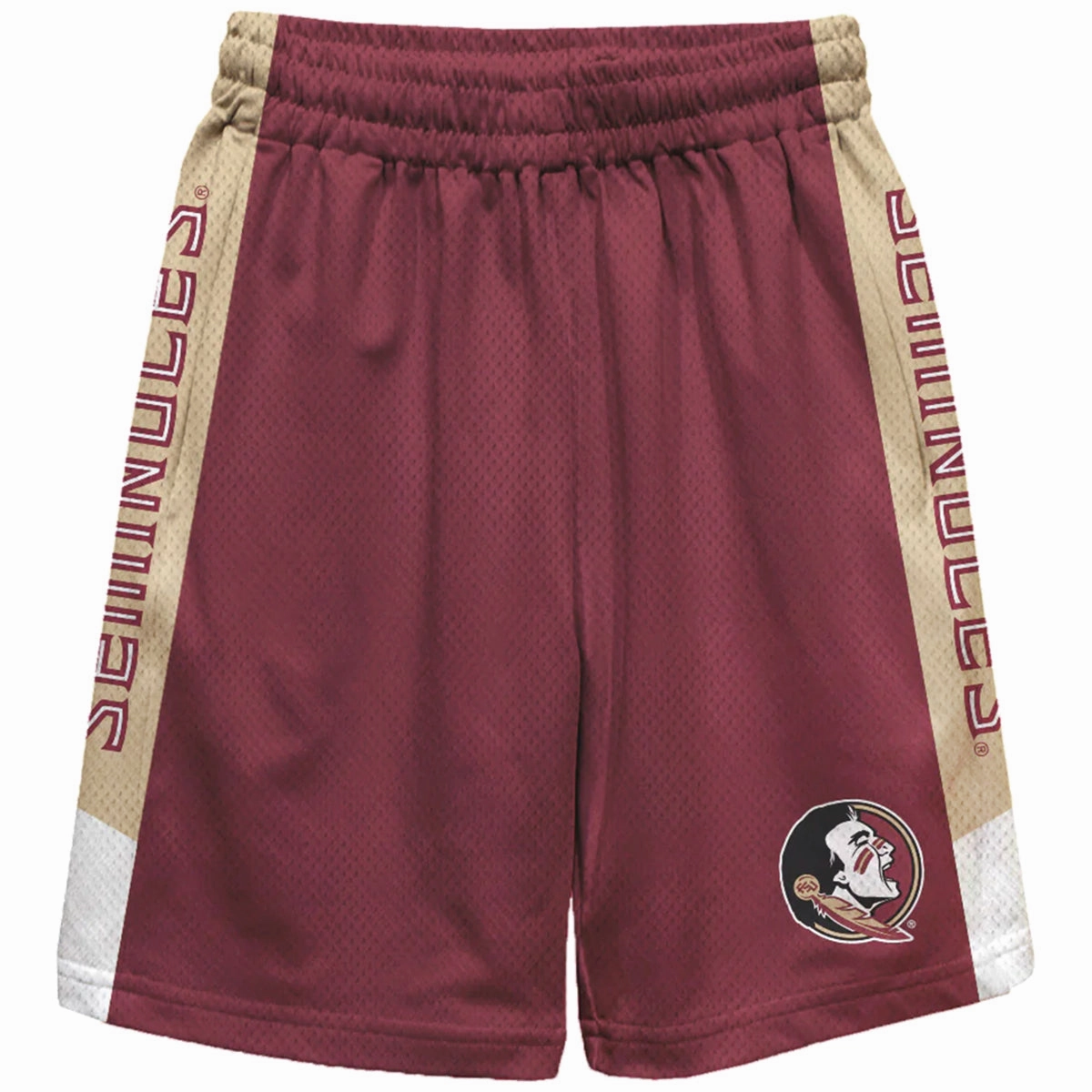 Non Iron Fabric Airflow Ventilation System Vive La Fete Toddler/Youth Seminoles/Seminole Logo Mesh Shorts - Garnet/Gold