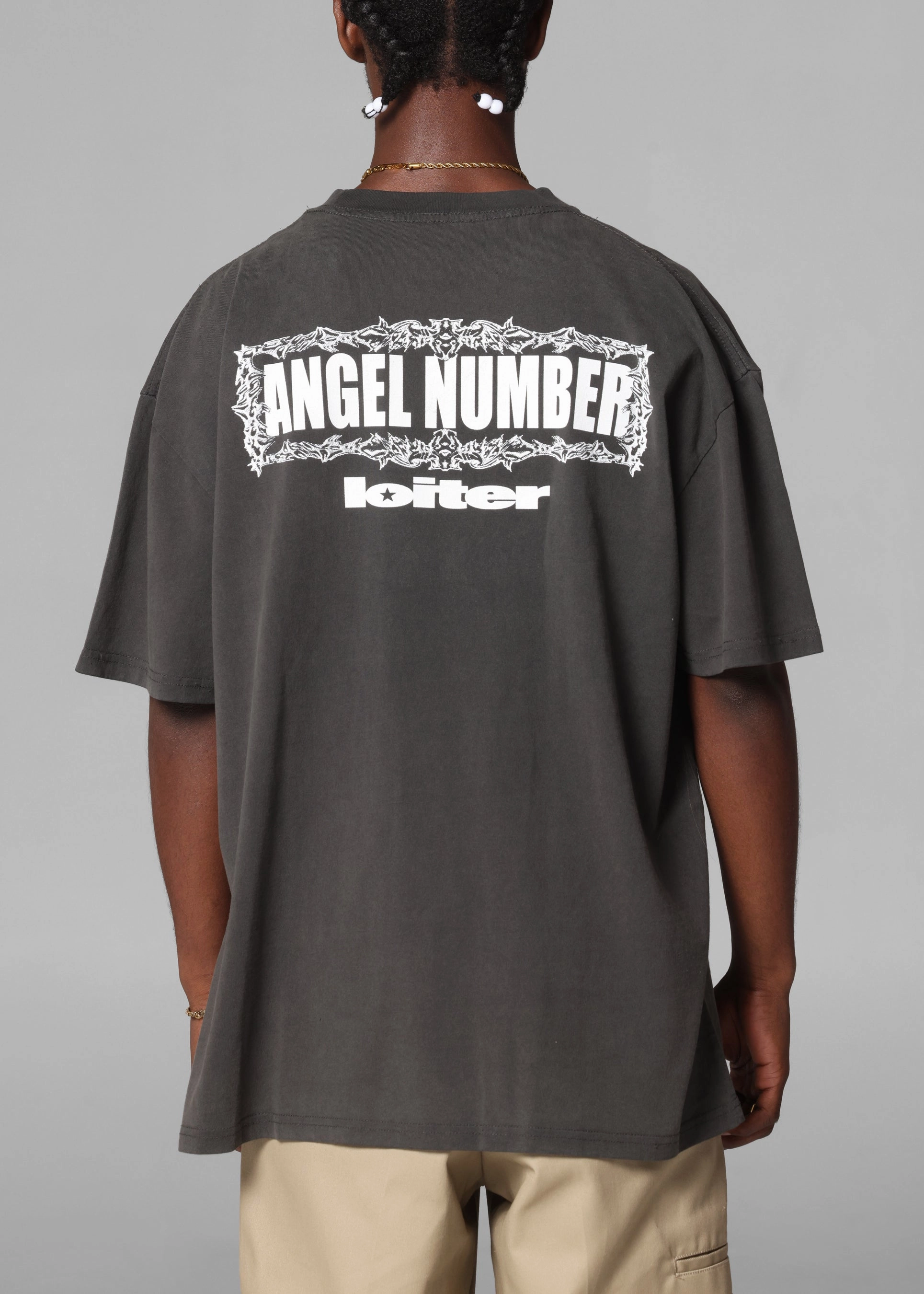 Loiter Angel Number T-Shirt Black Wash Eco Friendly Production