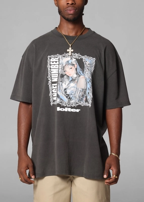 Sleek And Stylish Thermal Regulation Layer Loiter Angel Number T-Shirt Black Wash