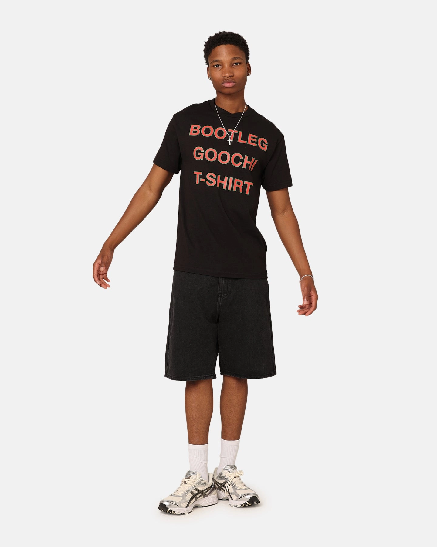 Secret Club Bootleg Goochi T-Shirt Black Chic Casual Wear