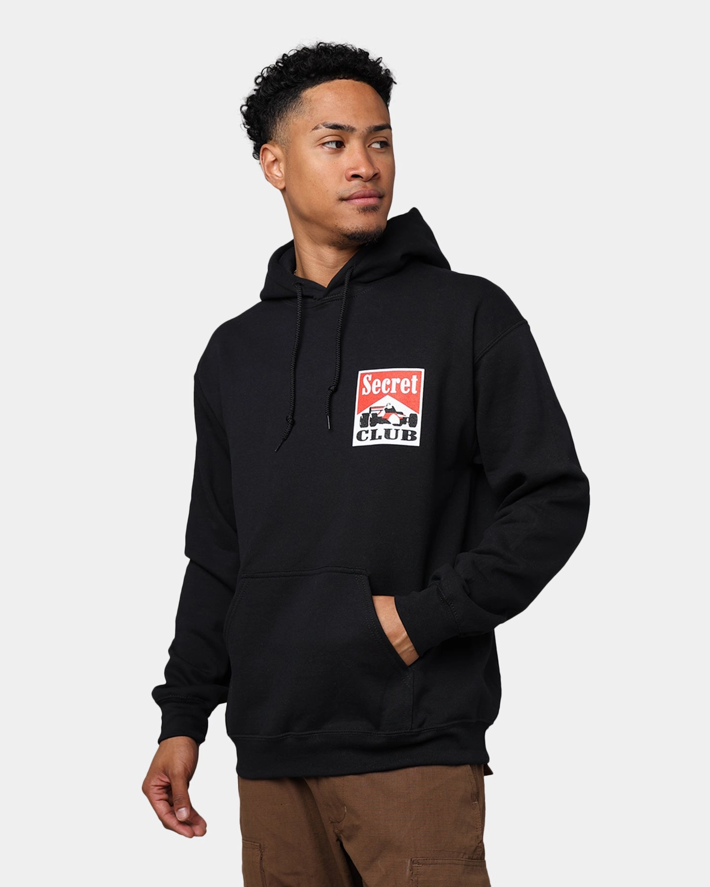 Secret Club Racing Hoodie Black Adjustable Drawstring Hood