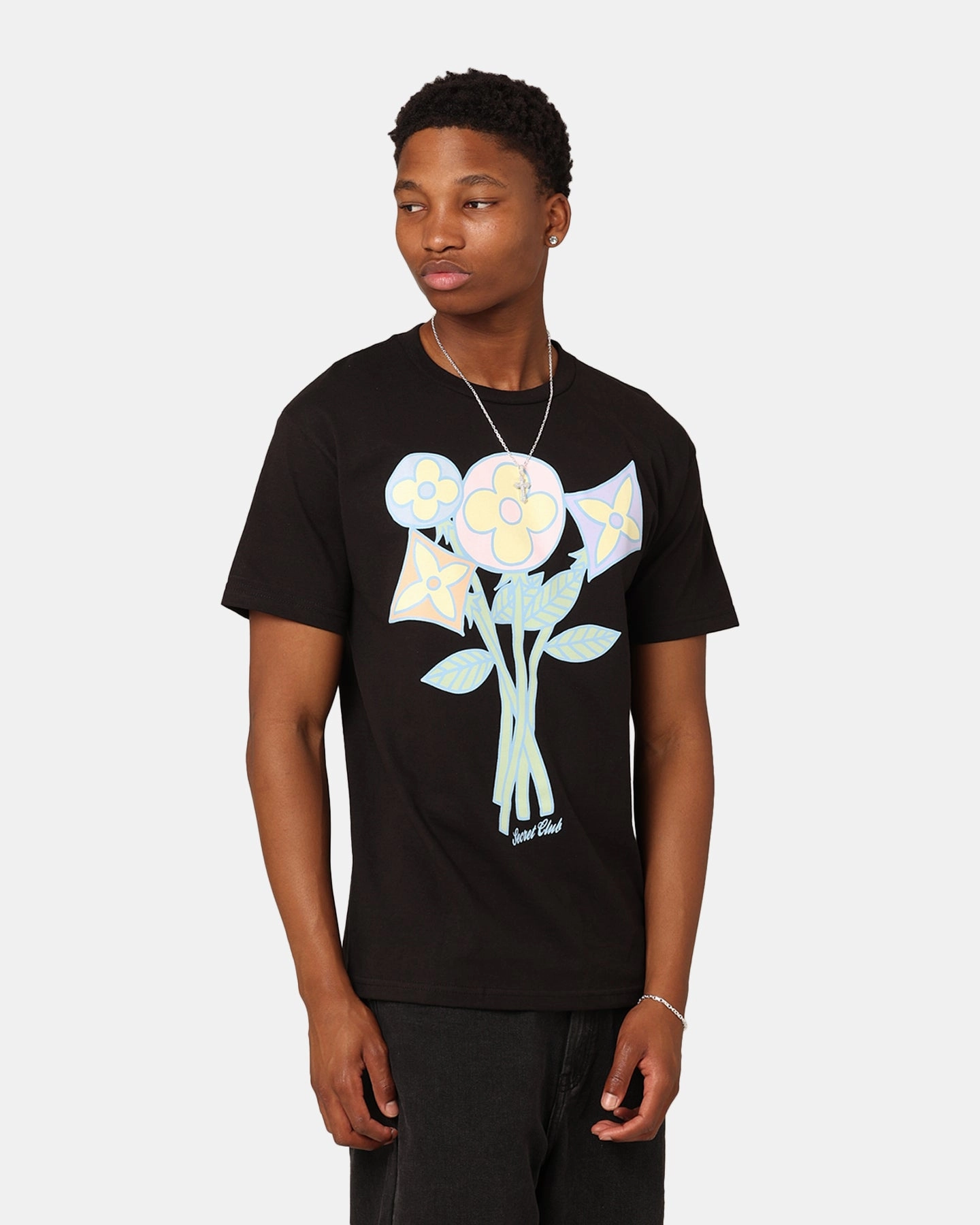 Secret Club SC Flower T-Shirt Black Breathable and Comfortable