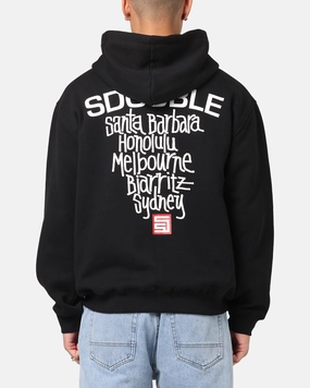 S Double Cities Zip Through Hoodie Black Gift - worthy Yarn Dyed Colorfastness