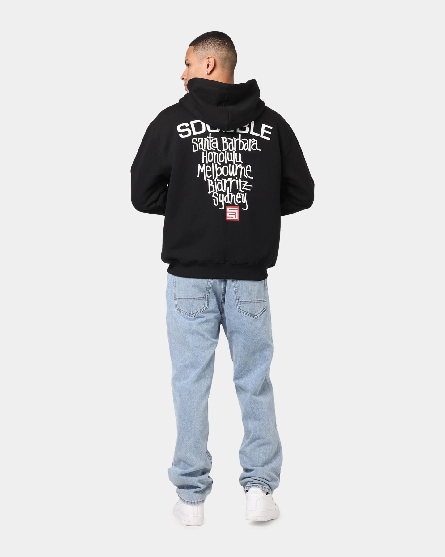 S Double Cities Zip Through Hoodie Black Breathable Mesh Panels Weight - balanced
