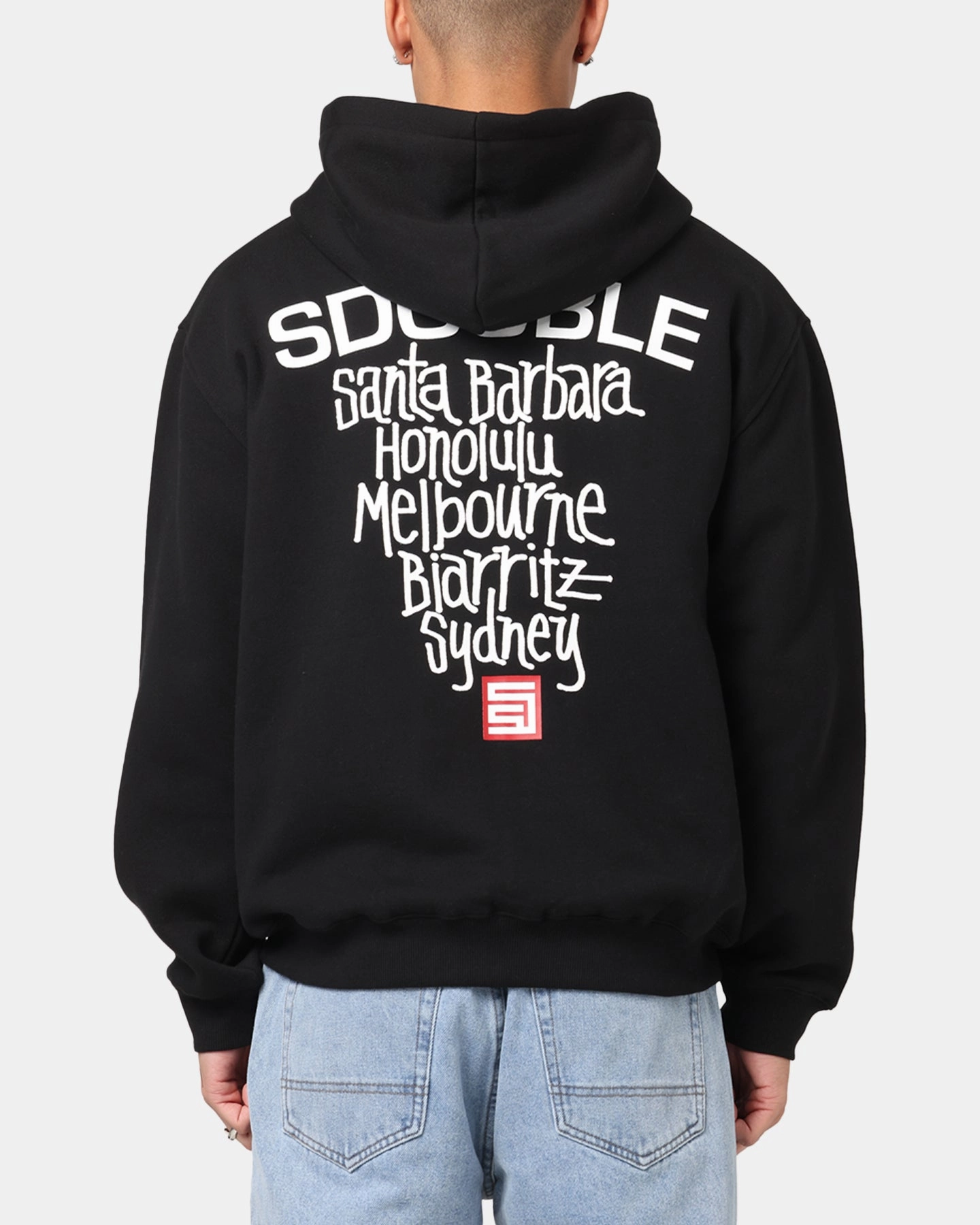 S Double Cities Zip Through Hoodie Black Gift - worthy Yarn Dyed Colorfastness