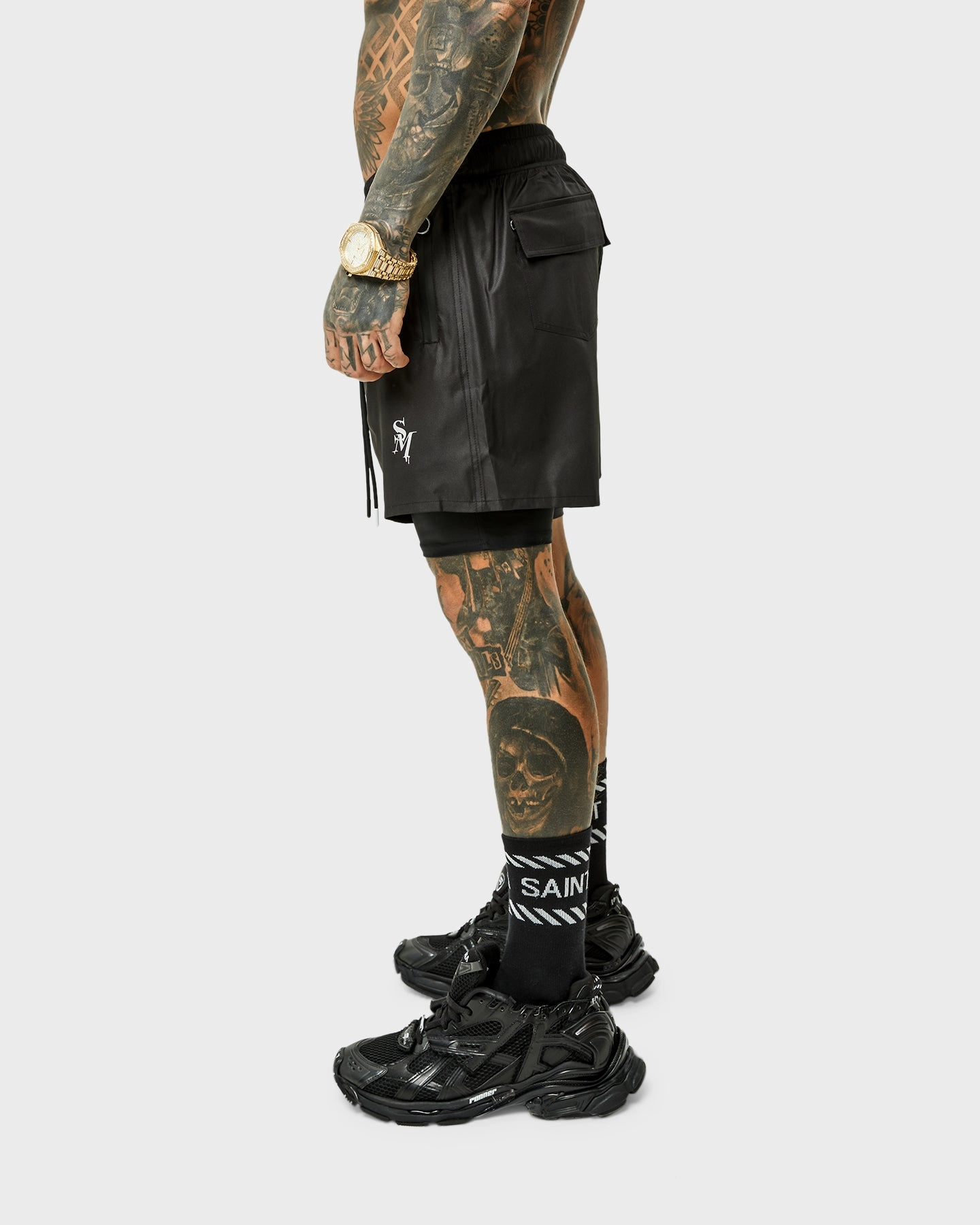 Slip Resistant Inner Grip Saint Morta Icarus Athletic Shorts Black