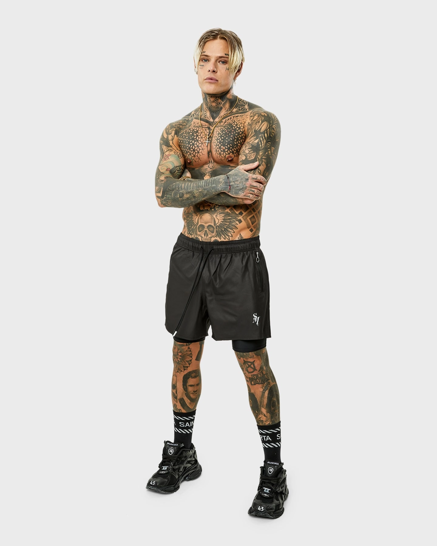 Tight Fit Breathable Design Saint Morta Icarus Athletic Shorts Black