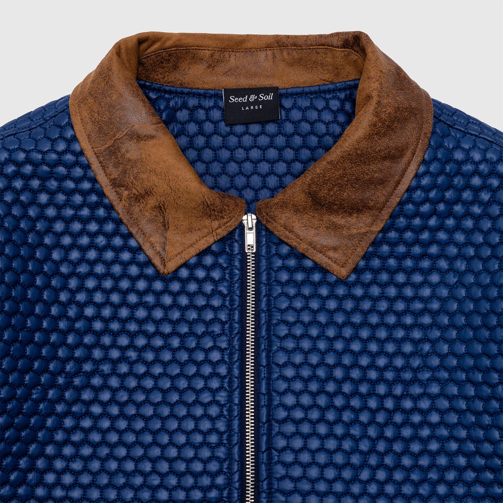 Faux Fur Collar Heat Resistant Fabric Seed & Soil Garden Jacket 'Navy'