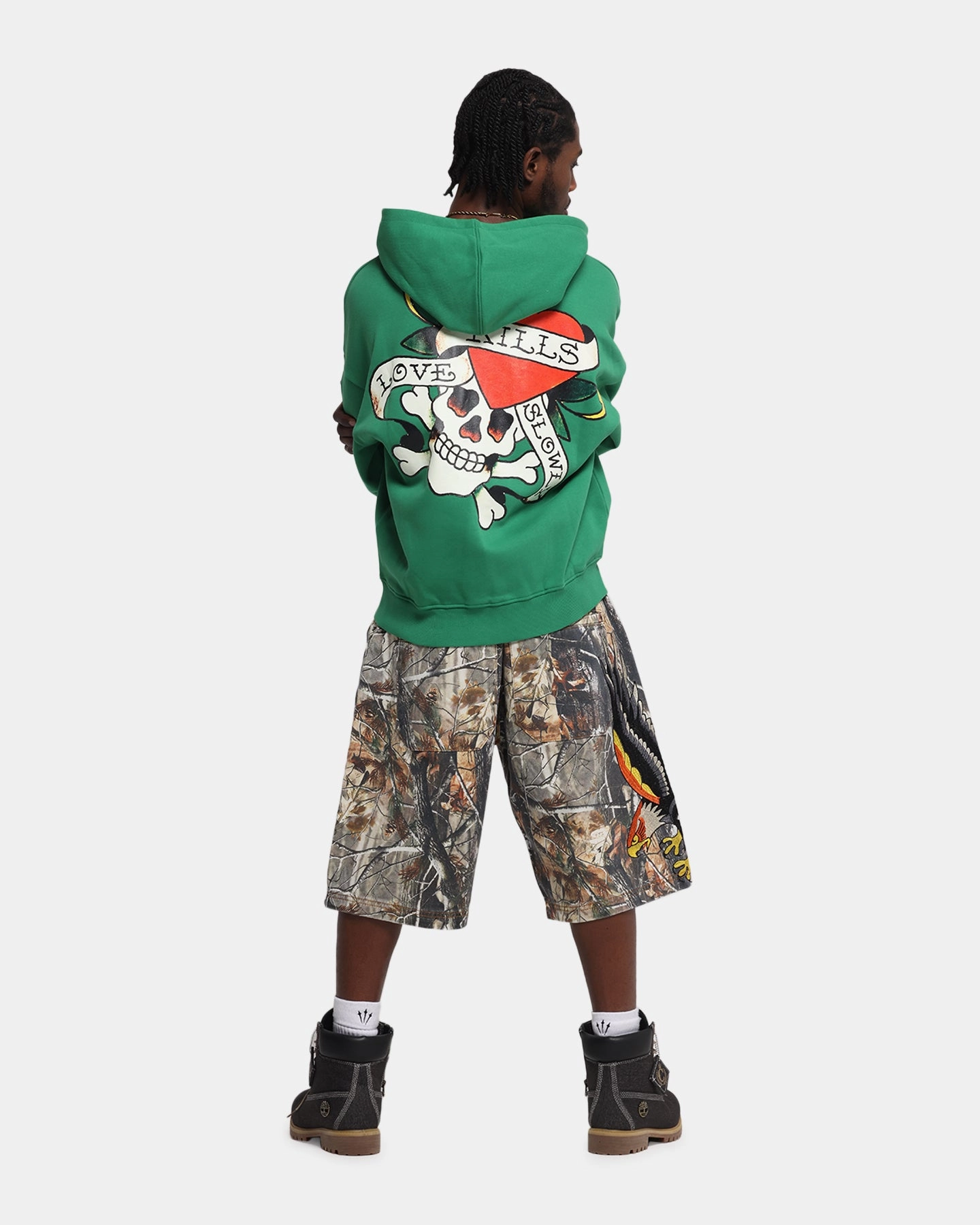 Ed Hardy Love Kills Slowly Zip Hoodie Green anti - slip difficult to install