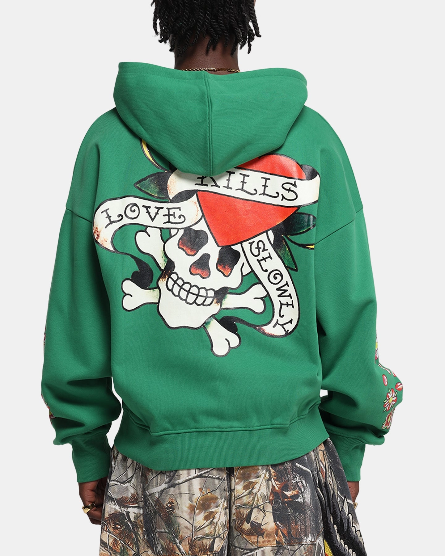 Soft Lightness Multi Purpose Wear Ed Hardy Love Kills Slowly Zip Hoodie Green