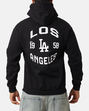 Slim Fit Cut Majestic Athletic Los Angeles Dodgers Doyers Chest Hoodie Black