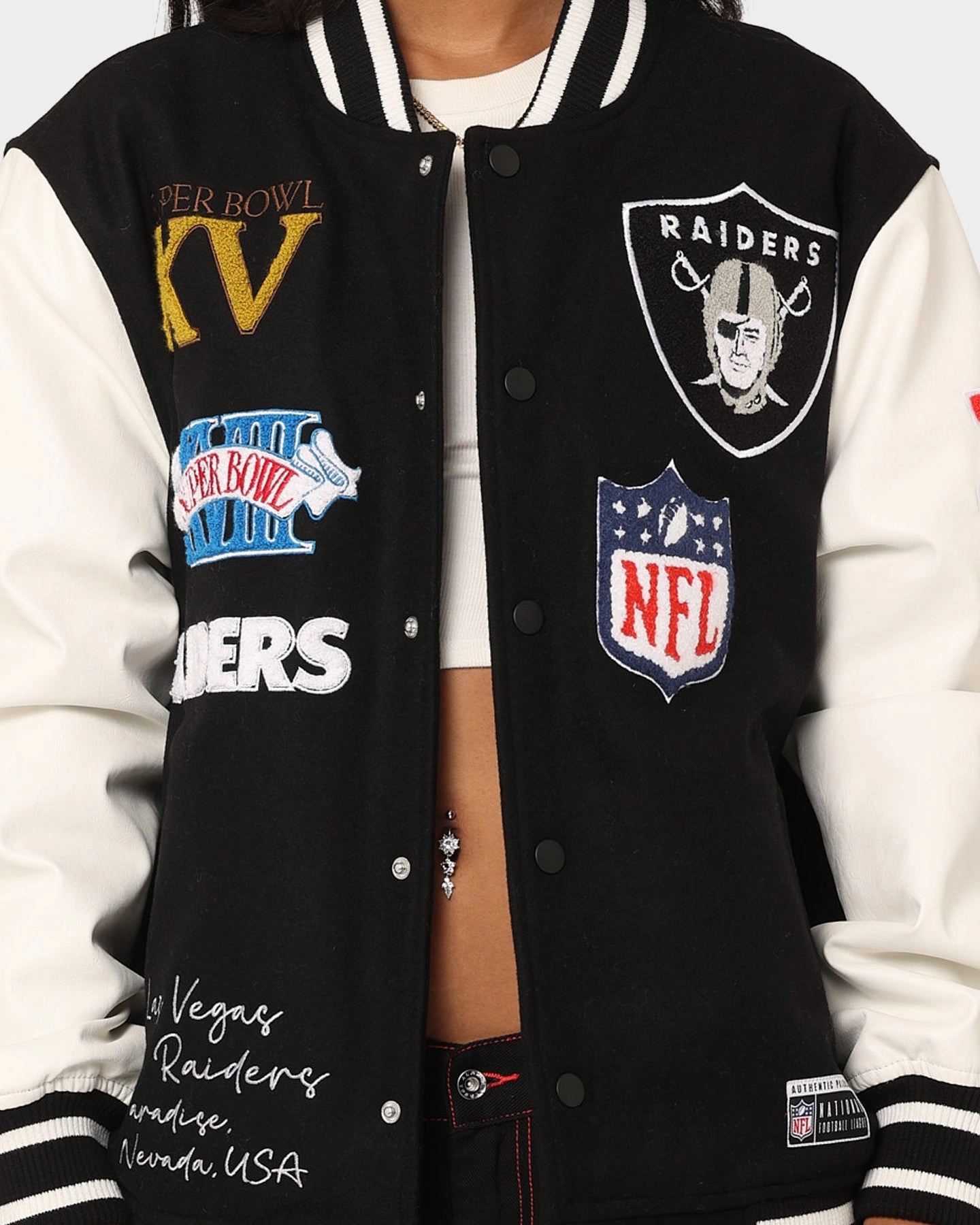 Majestic Athletic Las Vegas Raiders Multi Hit Jacket Black Tear Resistant Panels