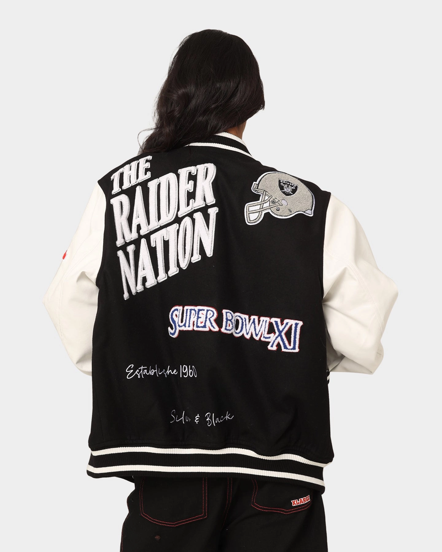 hypoallergenic waist length Majestic Athletic Las Vegas Raiders Multi Hit Jacket Black