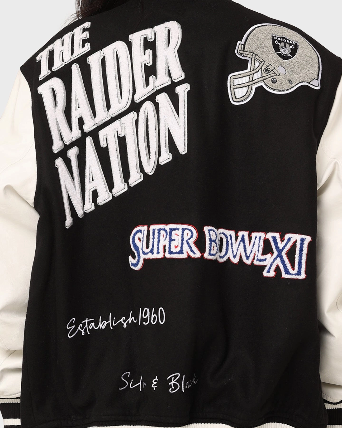 college Majestic Athletic Las Vegas Raiders Multi Hit Jacket Black