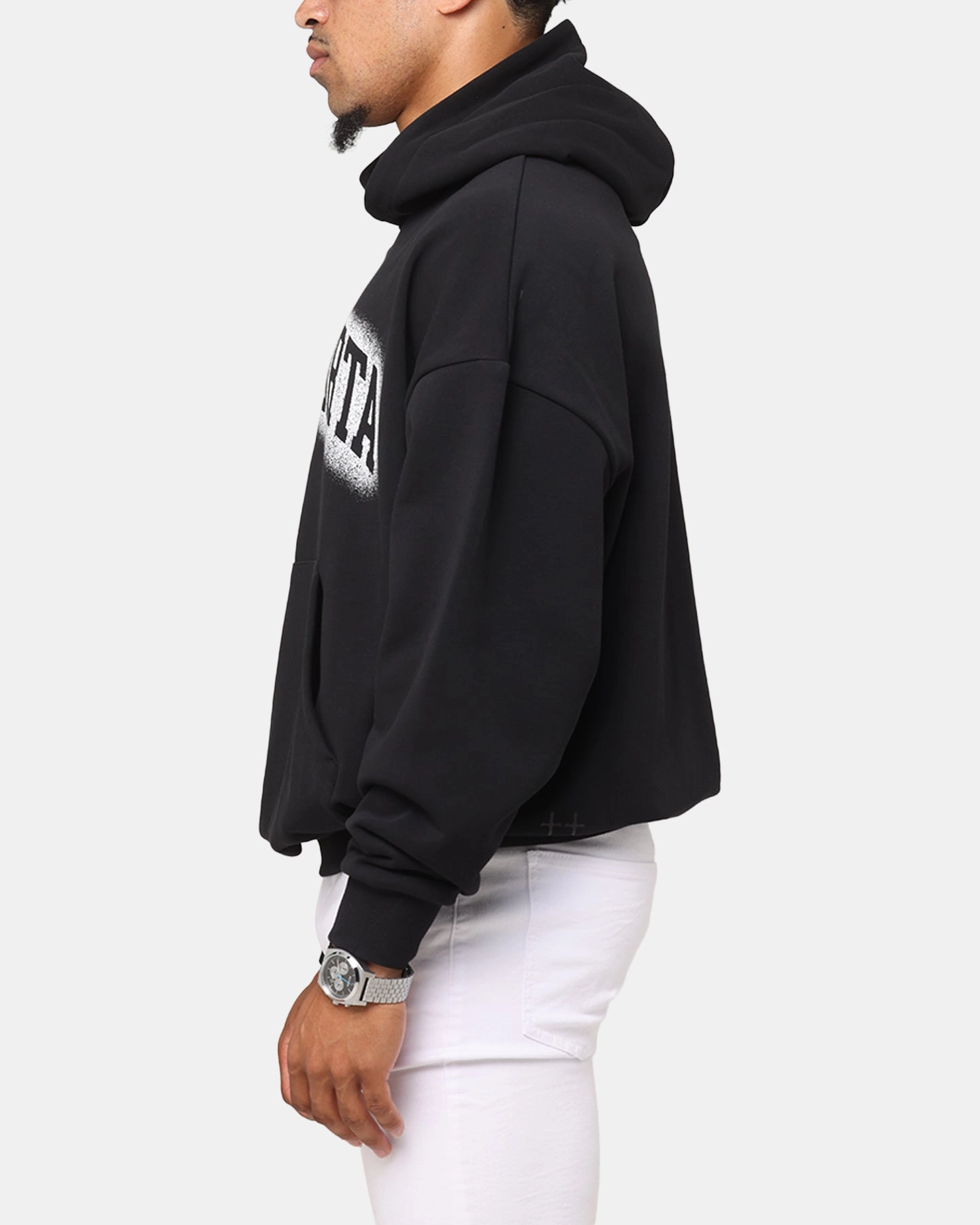 Hidden pockets Stretch Enhanced Mobility Saint Morta Spray Logo Boxy Hoodie Black