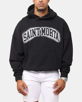 Fashion Layer Saint Morta Spray Logo Boxy Hoodie Black