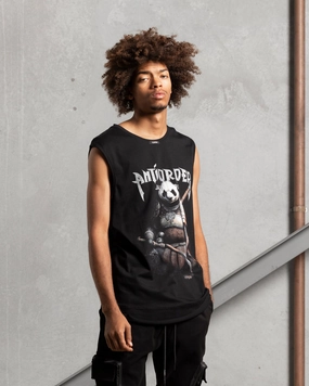 Casual Vibe Wear The Anti Order Kung Fu Panelled Singlet Black