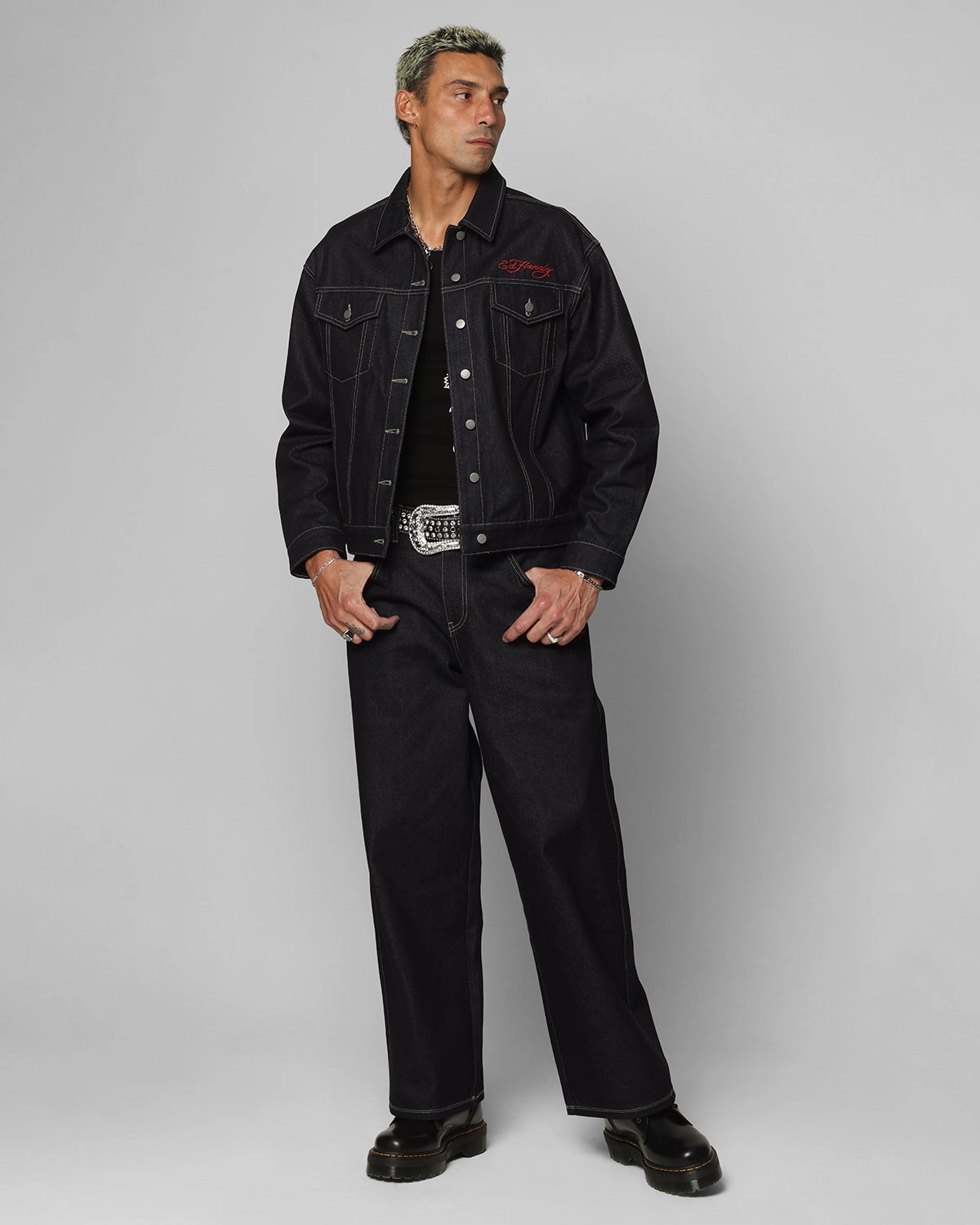 windy Ed Hardy Denim Jacket Raw Indigo