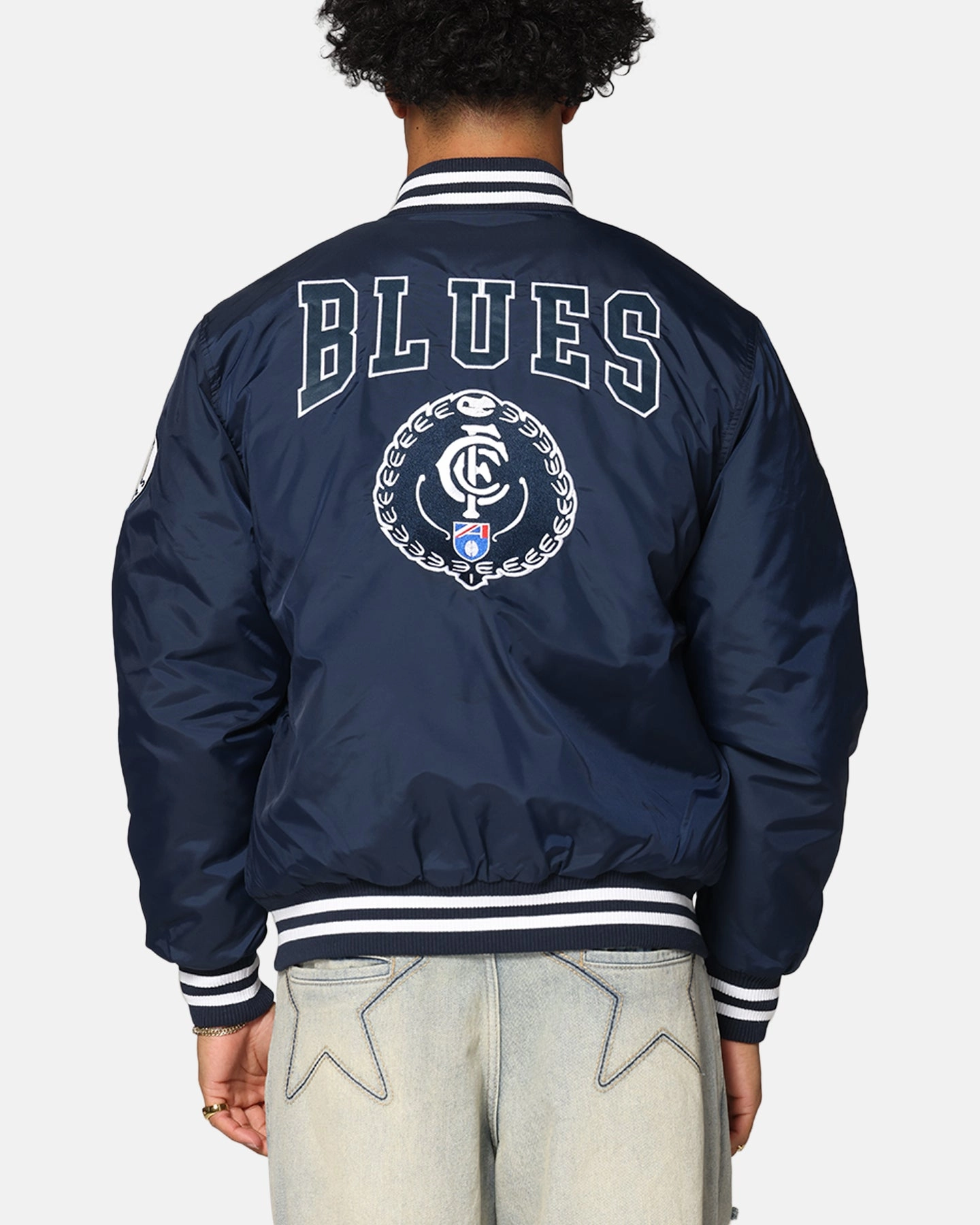 Mitchell & Ness Carlton Blues Team Bomber Jacket Navy Waterproof Shell spring season